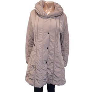 Jacques Vert Winter Parka Collared Hooded Puffer Mid Length Coat Size Medium